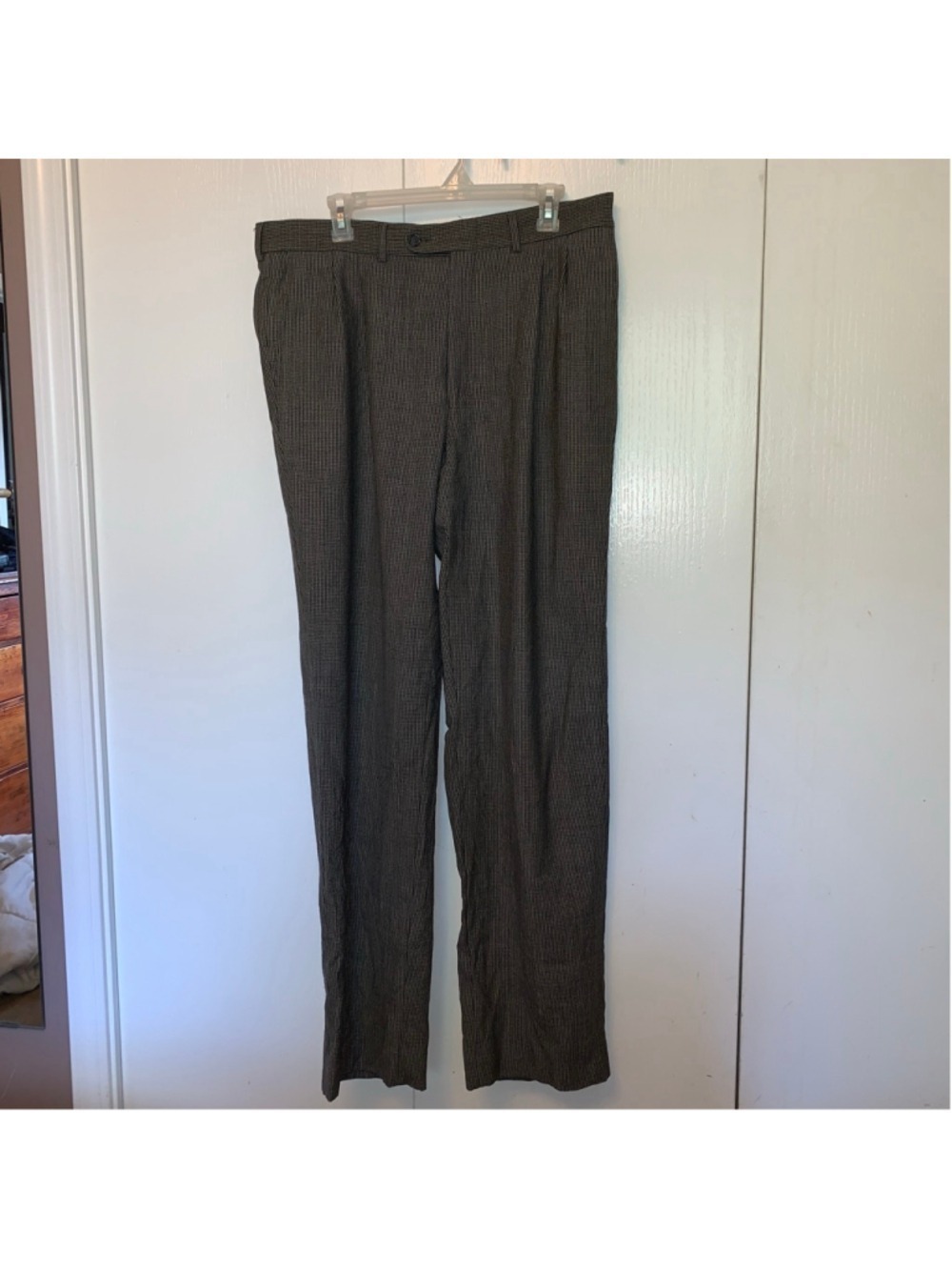 Men's Ashbridge Waist 36 Grey White Houndstooth Dress Pants